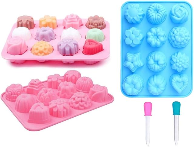 Topways® Flowers Silicone Moulds 2 Pack ,Baking Molds for Cake Cookie Candy Making Chocolate Ice Cube Jelly Pudding, Silicone Soap Making Molds 12 Cavities