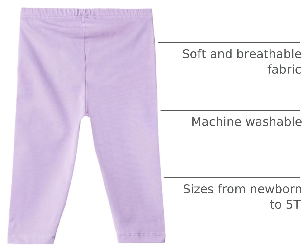 Baby & Toddler Capri Leggings Soft Cotton Stretch Everyday Wear | Elastic Waist, 95% Cotton, Breathable, 3M–5T image 4