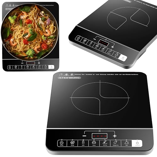 Steinborg® Induktionskochplatte Induktionskochfeld 1 Platte 2000 Watt Automatikprogramme Herdplatte Kochplatte Induktion Induktionsherd Touch Bedienfeld Kindersicherung Induktionsplatte Steinborg® Induktionskochplatte Induktionskochfeld 1 Platte 2000 Watt Automatikprogramme Herdplatte Kochplatte Induktion Induktionsherd Touch Bedienfeld Kindersicherung Induktionsplatte