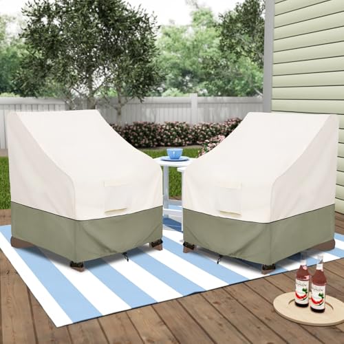 Image of Bitubi Waterproof 2 Pack Patio Adirondack Chair Cover | for Outdoor Chair Size Up to 35W x 38D x 31H inch,Outdoor Lawn Patio Furniture Covers (Beige)