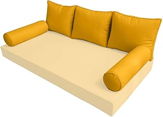 PROLINEMAX |Cover ONLY| Outdoor Style 3 Crib Piped Trim Bolster Back Pillow Slipcover AD108