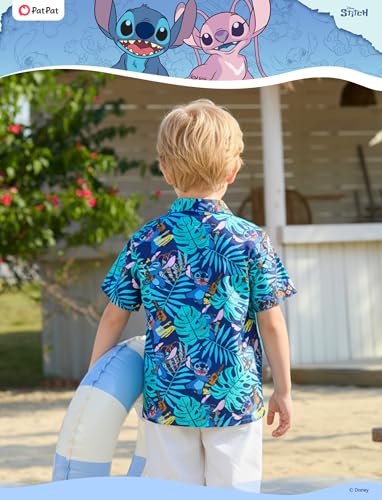 Image of Disney Marvel Spiderman Cars Stitch Star Wars Mickey Boys Hawaii Shirt Button Up Dress Shirts Short Tropical Shirt Kids 2-13Y
