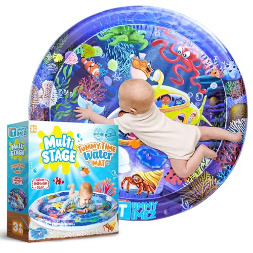 Image of TT TUMMYTIMEZ Premium Tummy Time Water Mat, Extra Large Multi-Stage Activity Center Promoting Baby Motor & Sensory Development, Inflatable Playmat Visual Stimulation Gift Infants Toddlers Boys Girls