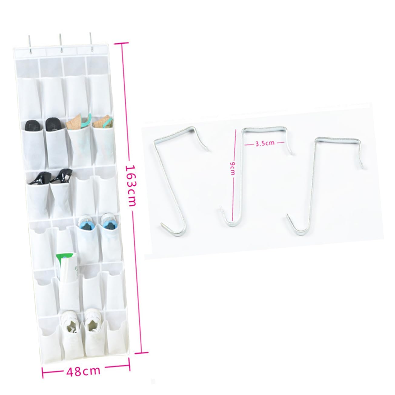 DECHOUS Practical Cloth Storage Hanging Bag Organizer for Shoes Keys and Sundries White Door Hanging Bag for Home Organization