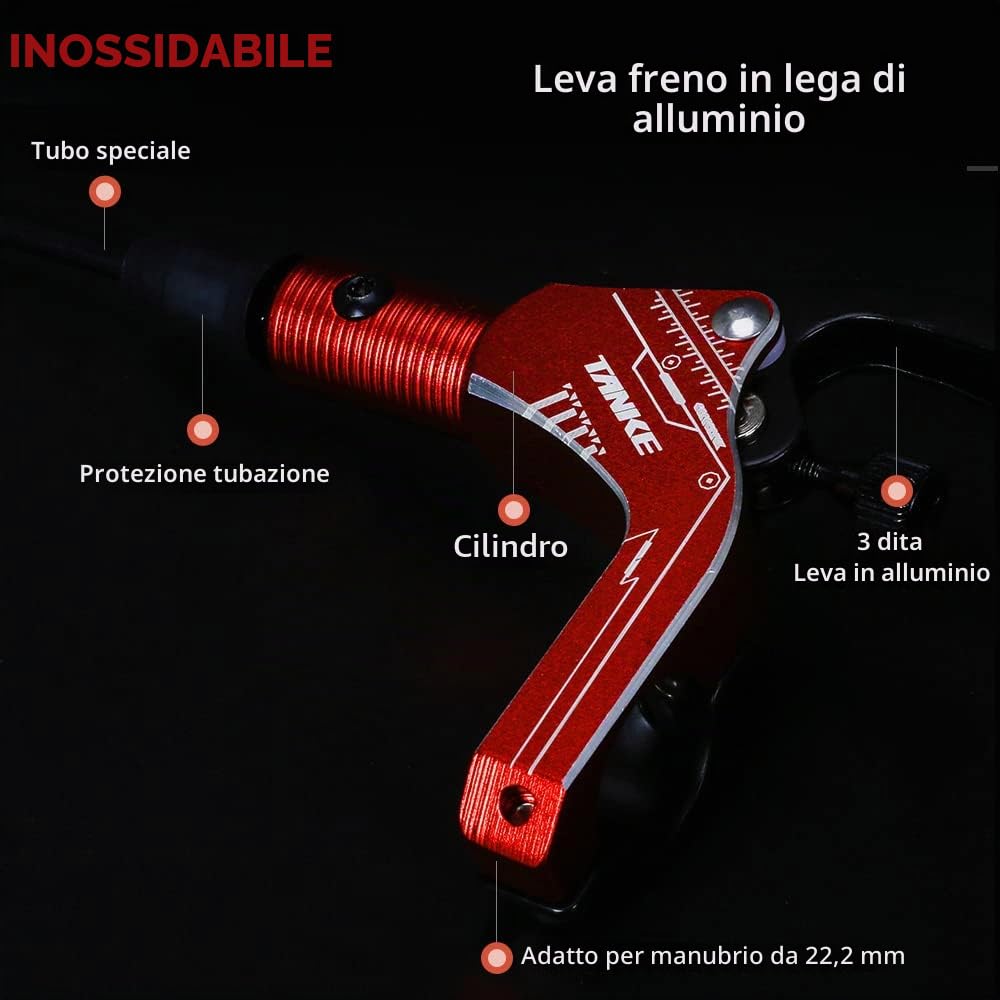 Bike Set Freno Idraulico con rotori da 160 mm Leva Pinza Freno a Disco Idraulico Anteriore e Posteriore per Bici elettrica Scooter Bicicletta