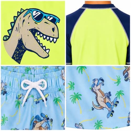 Image of iXtreme Boys Swim Set - 2 Piece Rash Guard Short Sleeve Swim Shirt and Boys Swim Trunks for Infants Toddlers & Big Boys