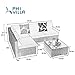 PHI VILLA 5-Piece Outdoor Furniture Set Rattan Wicker Patio Sectional Sofa with Low-Back and Tea Table, Navy Blue
