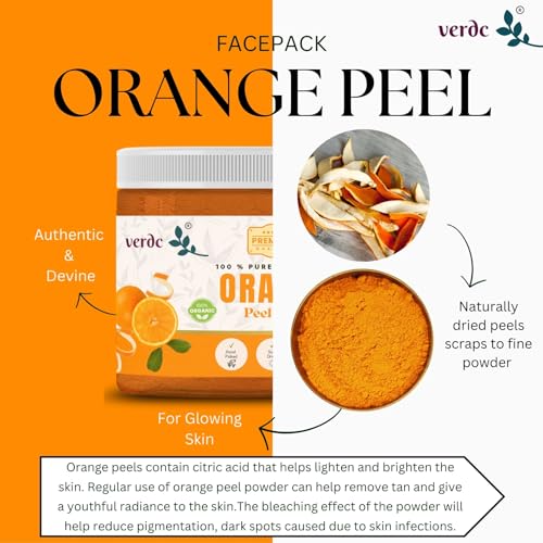 Image of 100% Pure & Natural Orange Peel Powder for Face /Skin /Lips - Bright Skin Vitamin C Facepack - Tan & Scar Removal - All Skin Types - (100 GM)