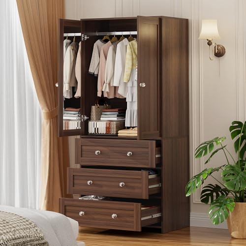 image for VOWNER Armoire Wardrobe Closet with Drawers and Mirror, 71