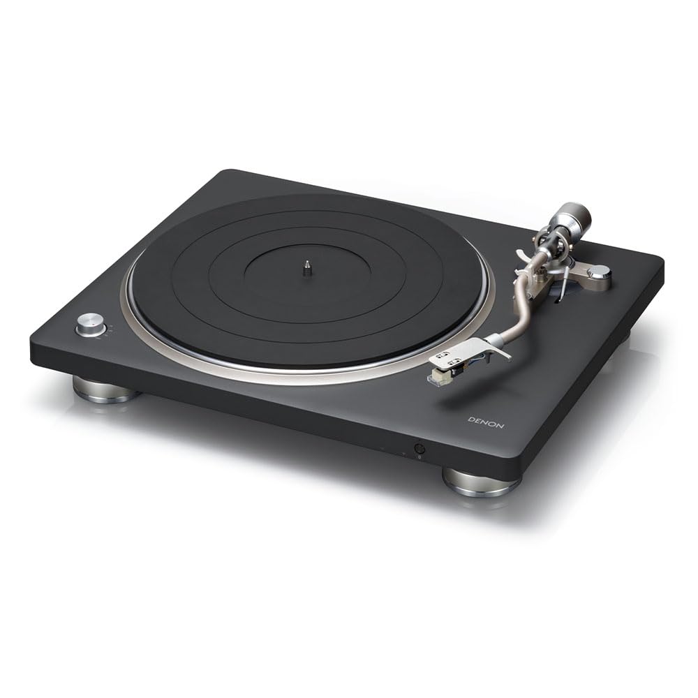 Denon Platine tournante Bluetooth Hi-FI DP-500BT (Noir), préampli Phono commutable intégré, contrôle Semi-Automatique, Cartouche MM, Tourne-Disque Vinyle à entraînement par Courroie 33⅓, 45 et 78 TR