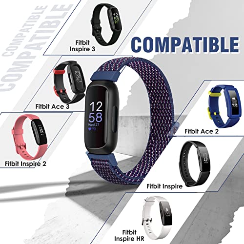 Nylon Sport Loop Straps Compatible with Fitbit Inspire 3/Inspire 2/Inspire HR/Inspire/Fitbit Ace 3/Ace 2 for Women Men Kids Soft Nylon Band Breathable Comfortable Replacement Wristband Straps - Image 2