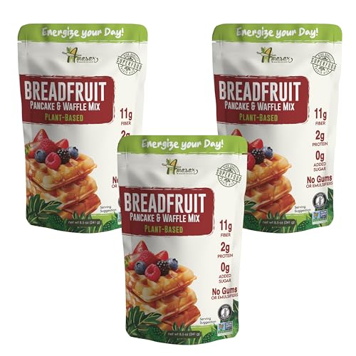 Amasar | Breadfruit Pancake and Waffle Mix |Gluten-Free Non-GMO High-Fiber No Sugar Added | Best for Pancakes Crispy Waffles | Healthy No Preservatives Breakfast Meal | Plant Based (8.50 Ounce (Pack of 3))