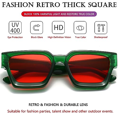 Image of AIEYEZO Square Sunglasses for Women Men Square Thick Frame Sun Glasses Simple Designer Style Shades
