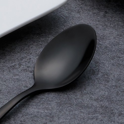 HOMQUEN cucharadas de café Negro, cucharas de Acero Inoxidable, Cuchara de Helado, cucharas pequeñas para Postre, Juego… - Imagen 5