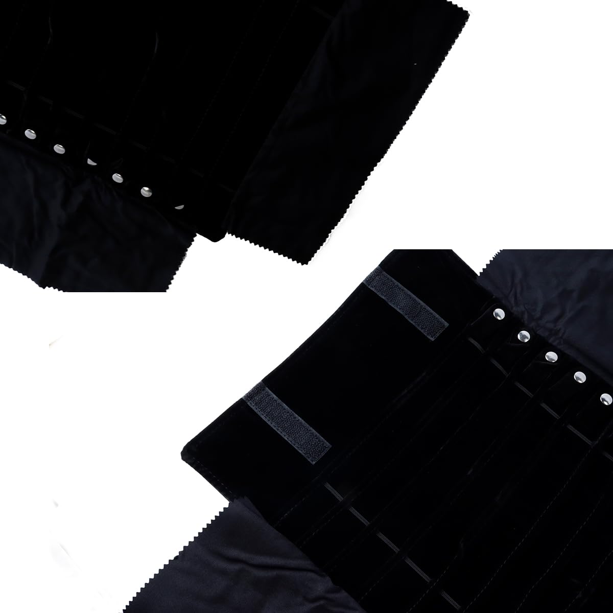 Ausi Organizador de viaje plegable para joyas, bolsa de almacenamiento para collares, pulseras y pendientes, color negro, con capacidad para 16 collares y banda elástica.