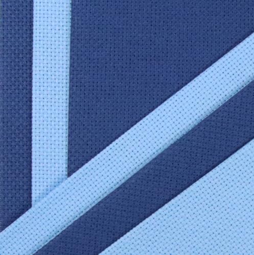 Image of KCS 4 /6 pc of 12 inch x 18 inch(30cmx45cm) 16 Count Cotton Aida Cloth Cross Stitch Fabric (6 pc, Light Blue+Jeans Blue)