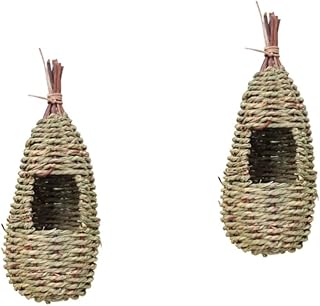 Happyyami 2pcs bird roost house backyard birdhouse hanging bird moss decor out door decor outdoor decor Straw Bird House Woven Bird House Grass Bird Nest the bird's nest decorate birds