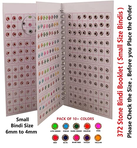 Vama Fashions Crystal Forehead Tilki Sticker kumkum Multicolour Stone Bindi Book Small Size for Girls & Ladies (Small Stone Bindi Book 372 bindis) - Image 3