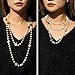 IDOKAWA 8MM Round Simulated Shell Pearl Strand Layered Necklace for Women, Dainty Multiple Strands Long Necklace for Party, Vintage Costume Jewelry