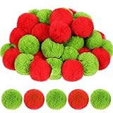60 Pieces Christmas Pom Pom Balls Faux Fur Pompom Ball Fluffy Ball Plush Ball Costume Hair Ball for...