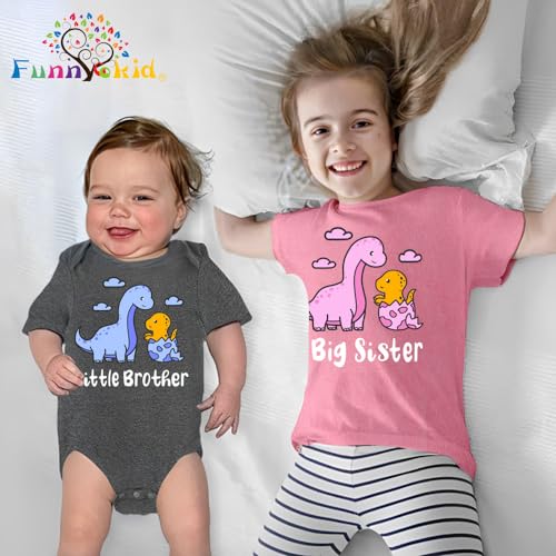 Funnycokid Big Sister Little Brother Matching Outfits Toddler Girl Shirt Newborn Boys Clothes4