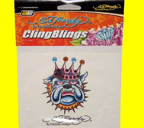 Auto ExpressionsED Hardy Bulldog Cling Bling Decal