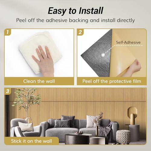 Image of TONOR 8 Pack Large Acoustic Panels,47.2 inch X 23.6 inch X 0.35 inch Acoustical Wall Panel, Self-Adhesive Sound Proof Panels, Decorative Soundproof Wall Panels for Echo Absorption for Home Studio Office, Oak