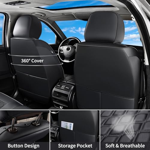 Image of Huidasource Tacoma Front Seat Covers, Leather Car Seat Covers Custom Fit for Toyota Tacoma 2016-2023 2022 2021 Double & Crew Cab SR, SR5, Limited, TRD Pro, TRD Sport, Off-Road (Front Pair /Black)