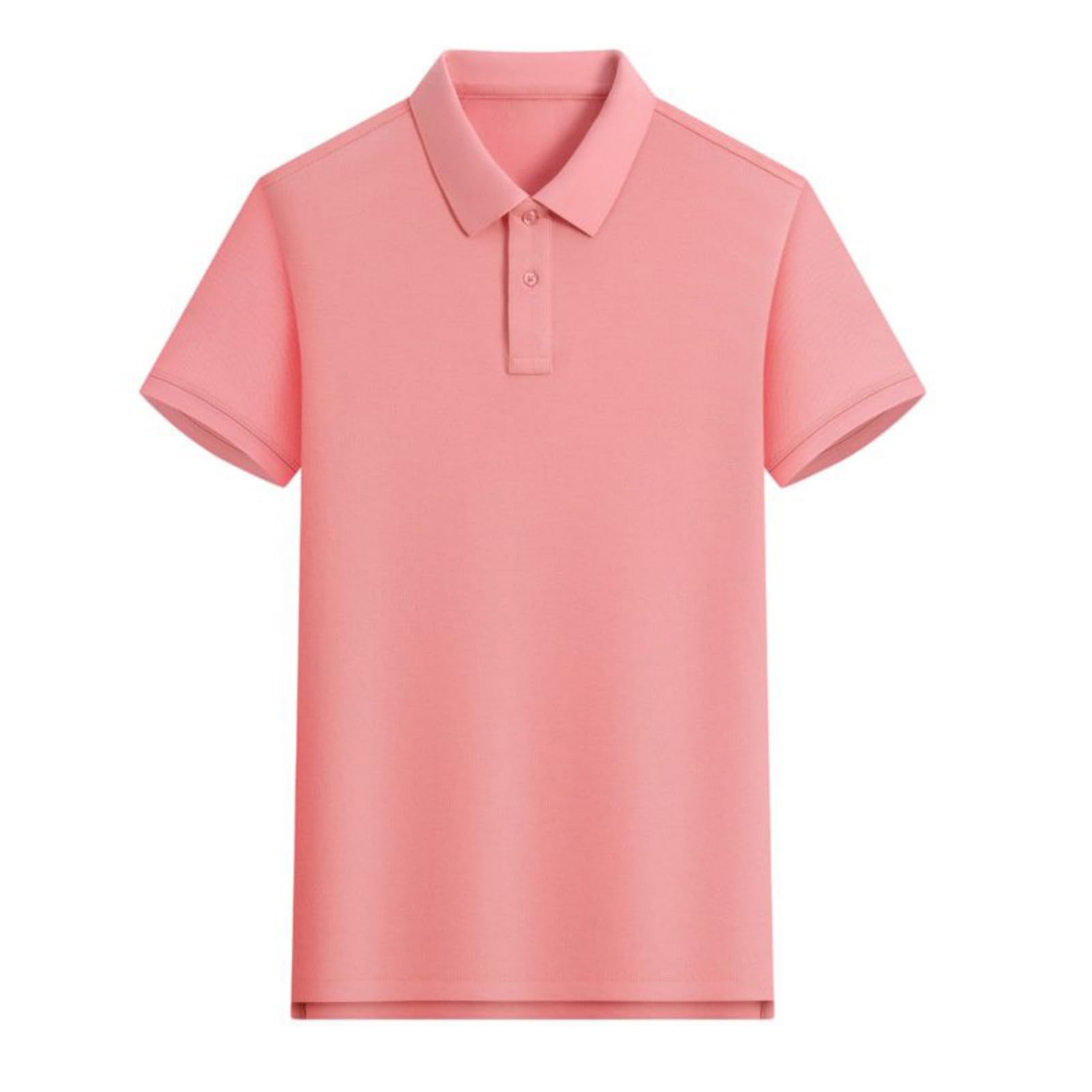 Męski bawełniany t-shirt z kołnierzem jednokolorowy krótki rękaw prosty krój luźny top do pracy