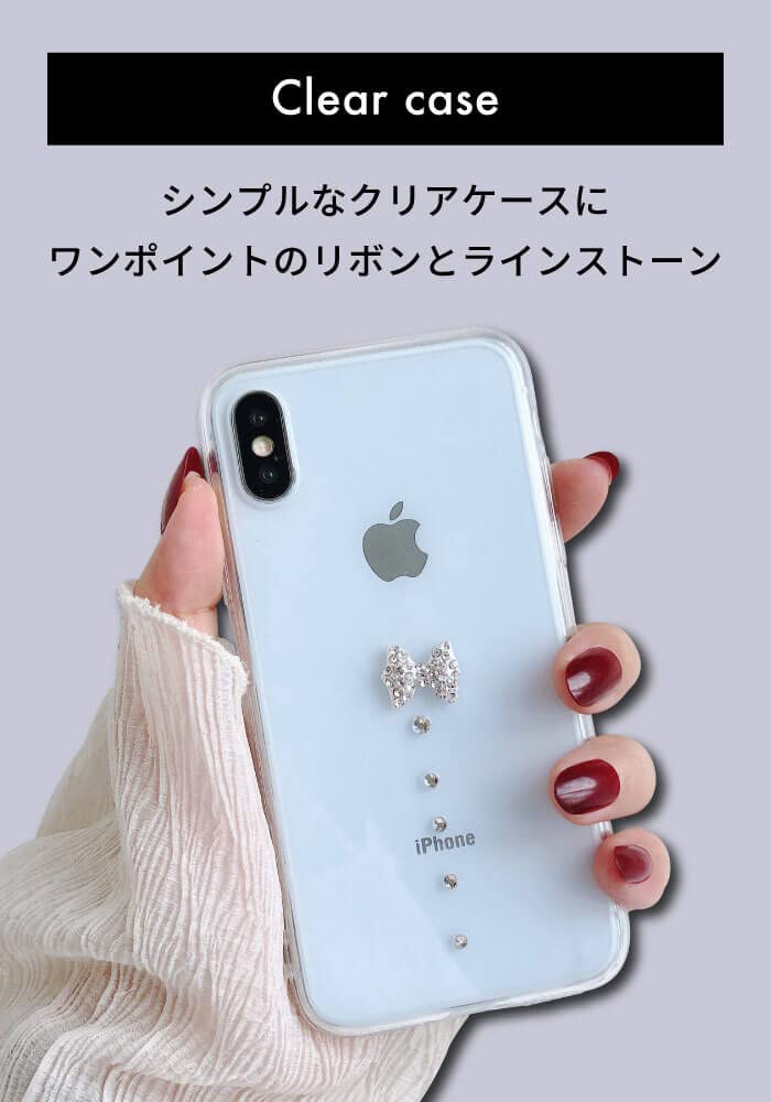 Amazon.co.jp: iPhoneXR用ケース かわいい クリア リボン 韓国 ライン