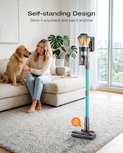 Image of Cordless Vacuum Cleaner, 60Kpa 650W Stick Vacuum with Hurricane Mode, 70-Min Runtime, Anti-Tangle Brush, Self-Standing, LED Display, Cordless Vacuum for Pet Hair, Carpet & Hard Floor, car