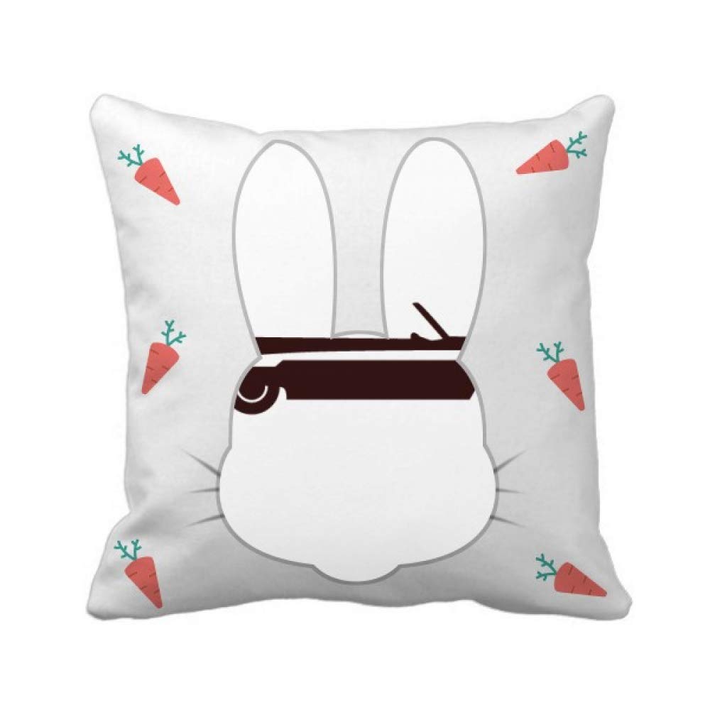 Coussin carré lapin noir géométrique au style classique de voiture