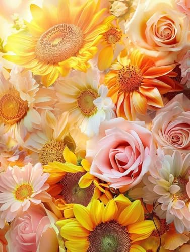 Cuadros para pintar por números de flores para decorar el salón con manualidades de salón