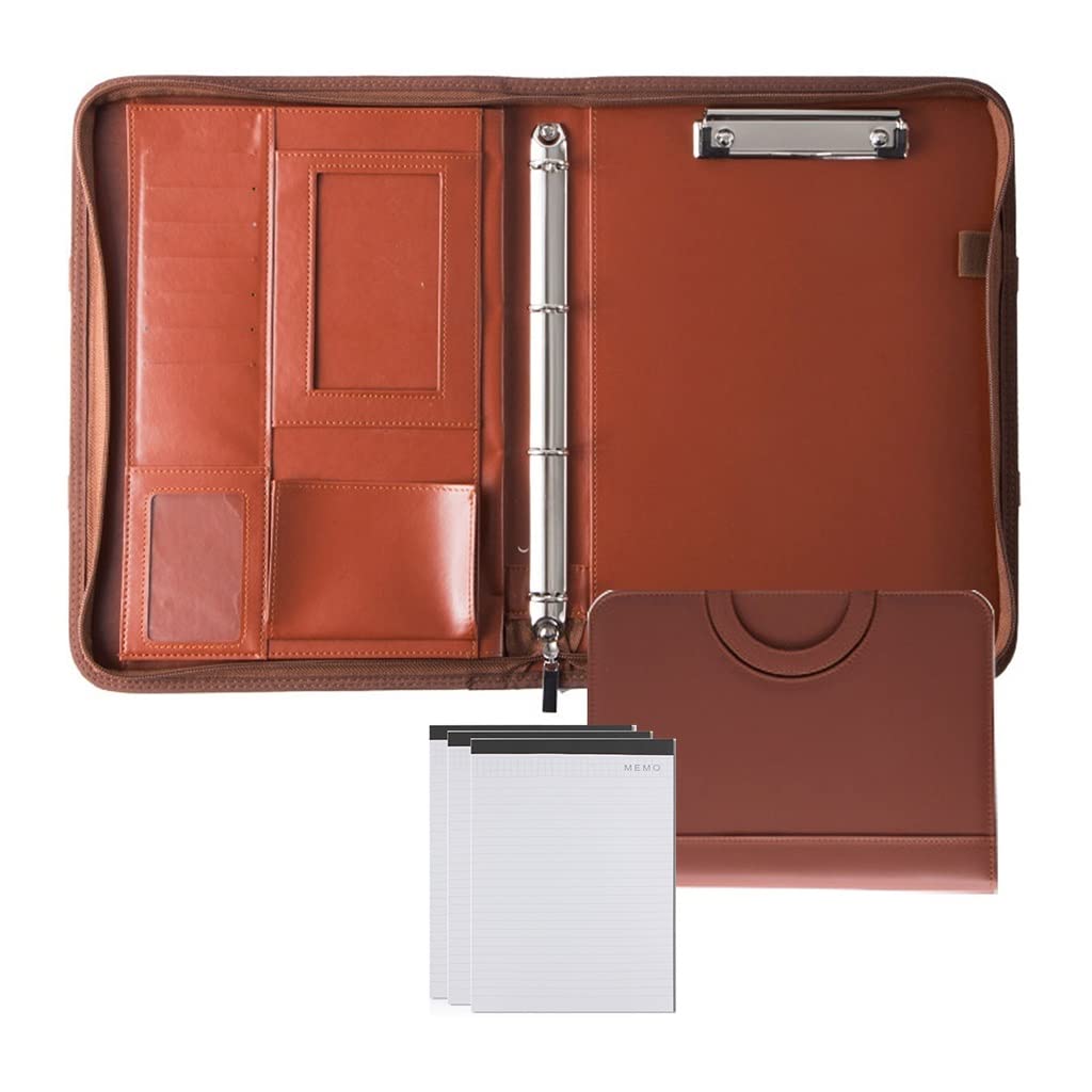 Cartella per Documenti in Pelle A4 Portfolio Raccoglitore 4 Anelli Padfolio in pelle Portfolio con formato lettera Portablocco per appunti A4 Portfolio Notebook Organizer per intervista Riprendi conf