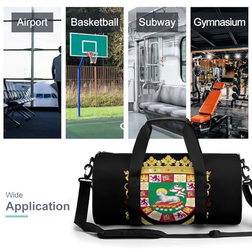 Coat of Arms of Puerto-Rico-State Gym Bag for Women Men Travel Duffle Bag Carry on Weekender Tote Bag Lightweight3
