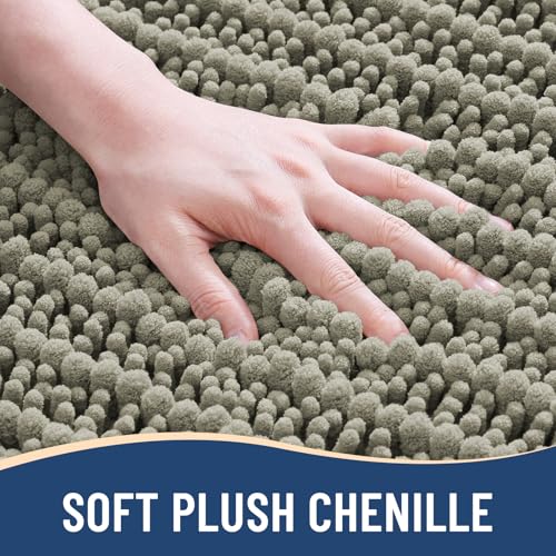 Image of Arotive Luxury Bathroom Ruuner Rugs 47x24, Extra Soft Thick Absorbent Shaggy Chenille Bath Rugs, Machine Wash Dry, Bath Mats for Bathroom Floor, Tub and Shower, Home Decor Accessories, Warm Taupe