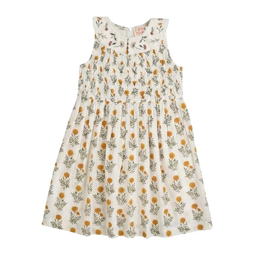 Image of Kids Girls Printed Embroidered Fusion Dress | Handmade Crafted Designer Ethnic Wear | 100% Cotton