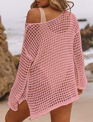 Image of Bsubseach Crochet Cover Up Women Sexy Hollow Out Swim Coverup Summer Outfit | Long Sleeve Beach Cover Up, One Size Fits All, Flattering for All Body Types, Chic Crochet Top, for Vacations & Lounging