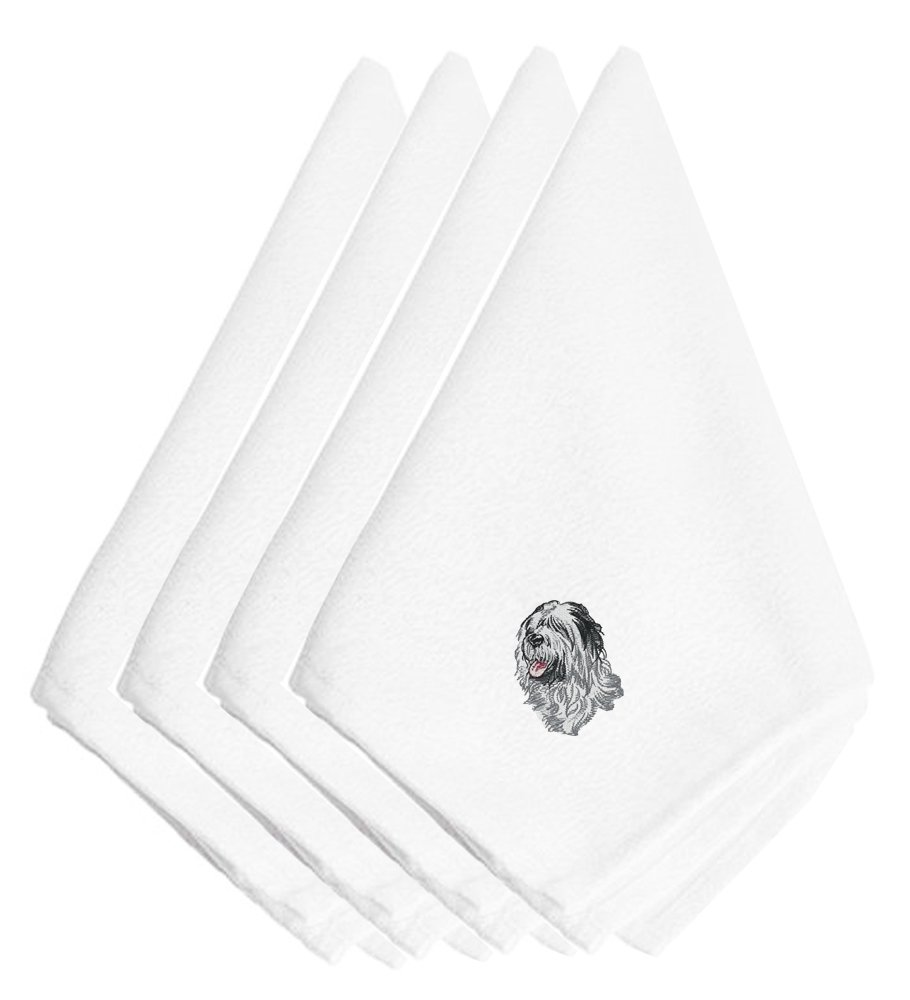 Serviettes brodées Old English Sheepdog Caroline's Treasures en tissu haut de gamme