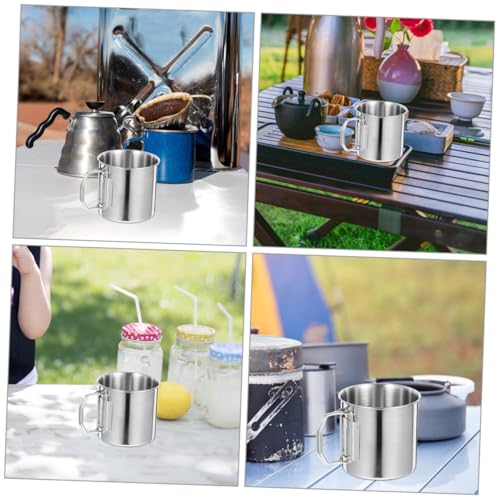 Tasse de camping pliante métal de 2 pièces, structure compacte et ultralégère