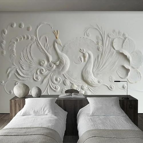 Relief blanc en relief mural d'exception avec papier peint 3D en PVC