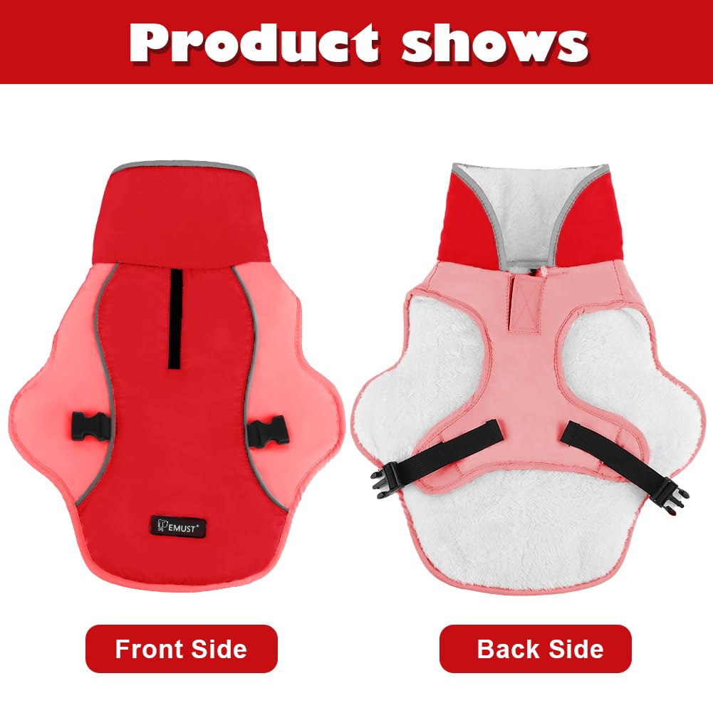 EMUST Cappotto invernale per cani, spesso antivento, invernale, per cani di taglia piccola, media e grande, arancione, XXL