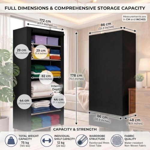 Image of Ulif Multipurpose ๐๐ผ๐น๐น๐ฎ๐ฝ๐๐ถ๐ฏ๐น๐ฒ ๐ช๐ฎ๐ฟ๐ฑ๐ฟ๐ผ๐ฏ๐ฒ Cabinet | ๐๐ผ๐น๐ฑ๐ฎ๐ฏ๐น๐ฒFabric Organizer with ๐ฒ ๐ฆ๐ต๐ฒ๐น๐๐ฒ๐ | Portable Clothes ๐ฆ๐๐ผ๐ฟ๐ฎ๐ด๐ฒ ๐ฅ๐ฎ๐ฐ๐ธ for Bedroom
