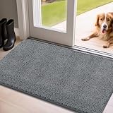 Mibao ドアマット インドア, 90.2 cm x 149.9 cm, ダートトラッパー玄関ドアマット、ノンスリップロープロファイル洗濯機洗い可能マット、犬用ドアマット、玄関ドア、バックドア、靴スクレーパー用超吸収性ウェルカムマット、グレー