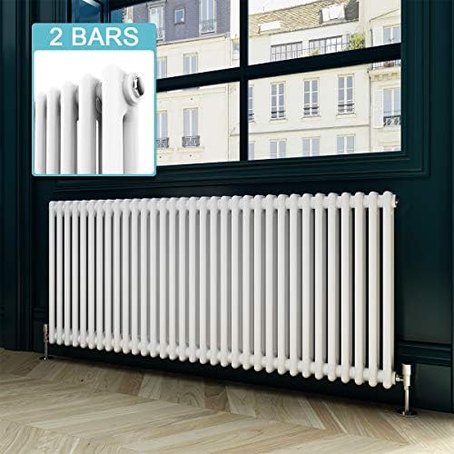 ELEGANT 600 x 988 Horizontal Radiators White Double Column Traditional Cast Iron Radiator