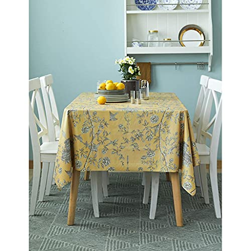 Nappe rectangulaire jaune imperméable en tissu oblong pour table de dîner