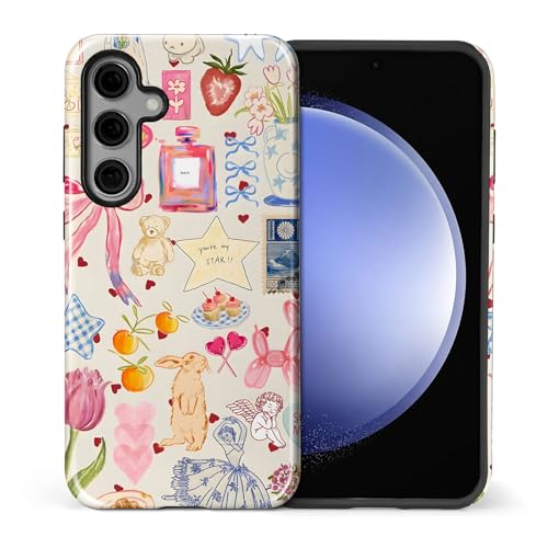 Goodsprout for Samsung Galaxy S25 Case,Dual-Layer TPU Silicone + PC Hard,Shockproof and Scratch-Resistant Phone Case Cute Sticker Collage Hand-Drawn Style