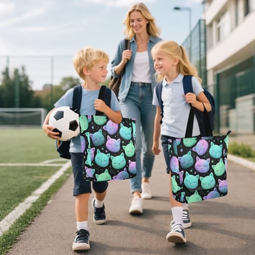 Bolsa de mano impermeable con diseño de gato Chibi 3D para guardar libros escolares 6