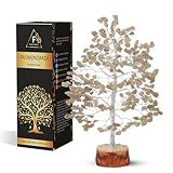 FASHIONZAADI Green Jade Gemstone Crystal Tree Healing Trees Bonsai Money Crystals Gemstone Trees Reiki Stone Good Luck Chakra Crystal Home Office Décor Figurine Gift Size -10 Inch (Silver Wire)
