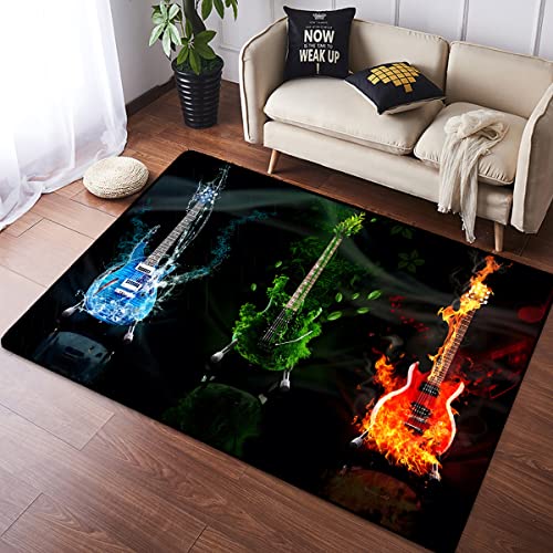 Americana Guitar Music Instrument 3D Carpet Living Room Electric Guitar Rug Bedroom Ambience Decorative Floor Mat Study Playing Room Carpet Personalized Gift (Guitar-5, 39.4